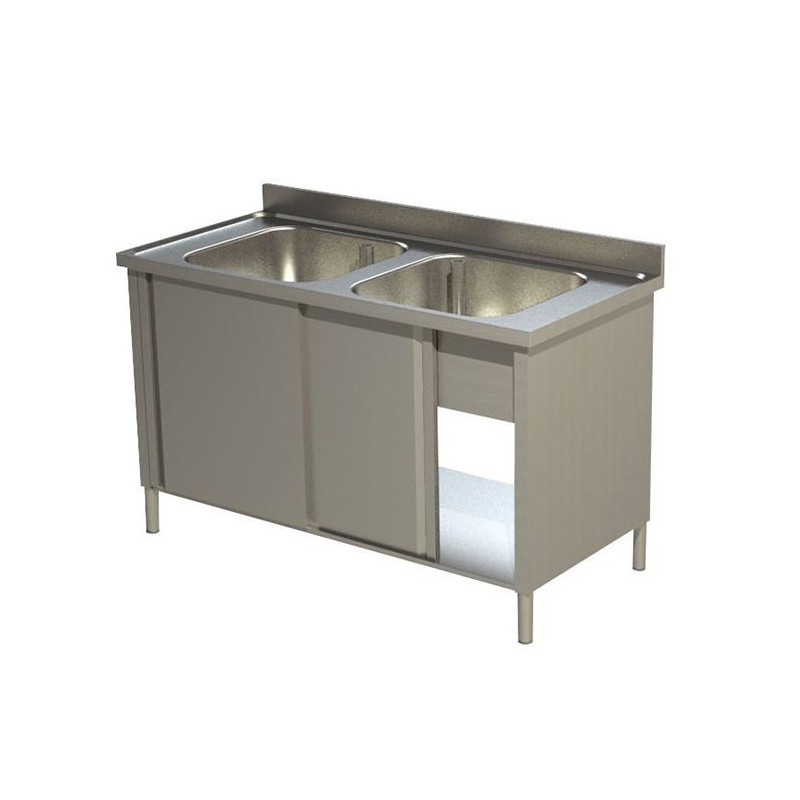 Plonge 2 bacs sur placard - 1400 x 700 mm