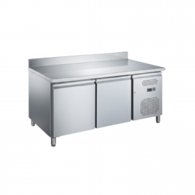 Tour pâtissier réfrigéré froid positif ventilé - 2 portes - Avec dosseret - Plan de travail Inox