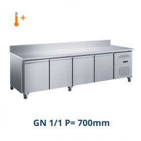 Table desserte positive adossée 4 portes GN 1/1