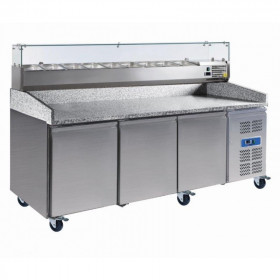 Meuble à pizza 3 portes avec vitrinette réfrigérée à ingrédients