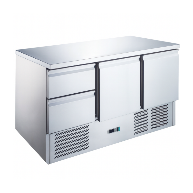 Table desserte réfrigérée 2 portes -2 tiroirs - inox