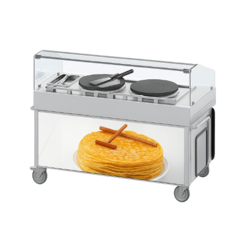 Chariot à Crêpières Ø400 mm Encastrées - Double Poste